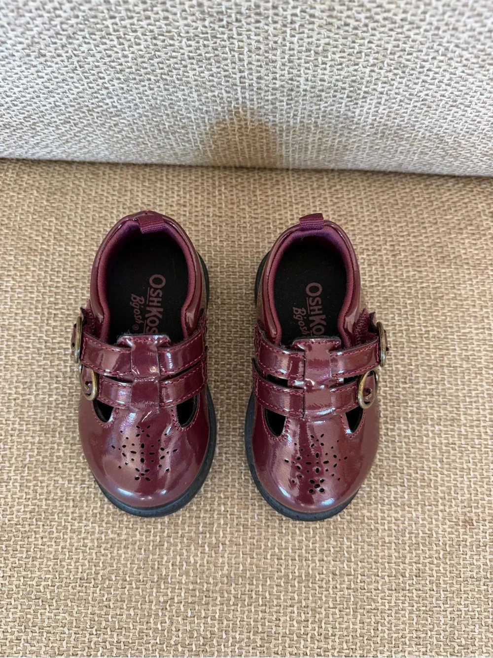 OshKosh B'gosh Burgundy Patent Double-Buckle Mary Janes